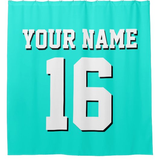 Bright Aqua White Sports Jersey Team Jersey Duschvorhang (Vorderseite)