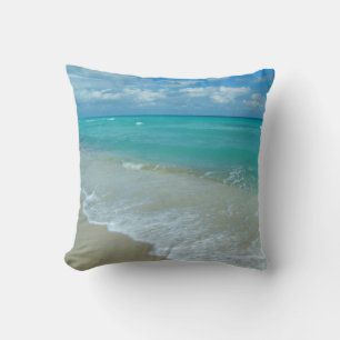 Bright Aqua White Waves Crashing am Strand Shore Kissen
