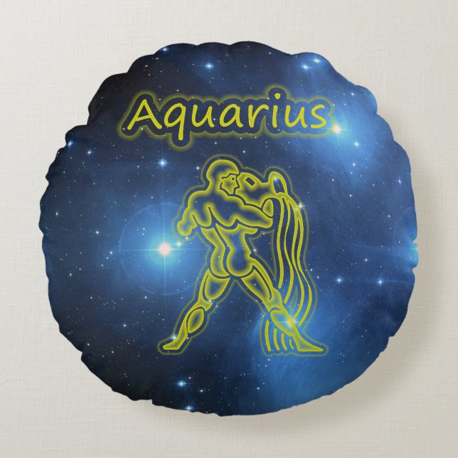 Bright Aquarius Rundes Kissen (Vorderseite)