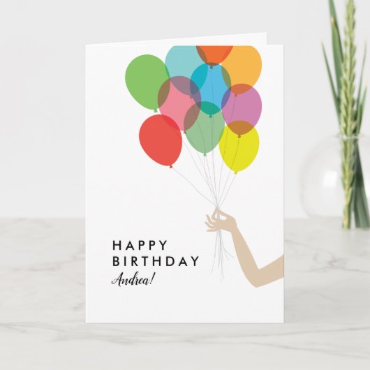 Bright Balloons Custom Happy Birthday Card Dankeskarte (Vorderseite)