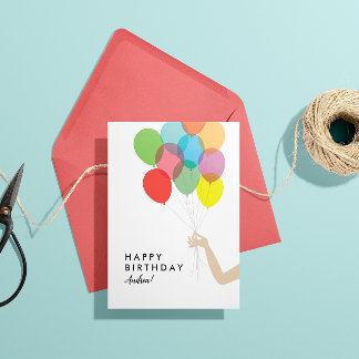 Bright Balloons Custom Happy Birthday Card Dankeskarte