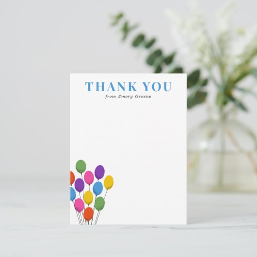 Bright Balloons Geburtstag Danke Notiz (Stehend Vorderseite)