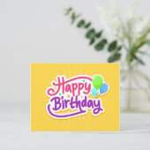 Bright Balloons Happy Birthday Postkarte (Stehend Vorderseite)