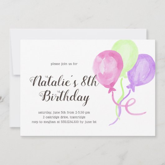 Bright Balloons | JEDES ALTER Geburtstags-Foto auf Einladung (Vorderseite)