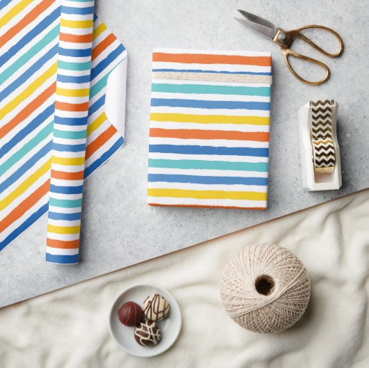 Bright Beachy Strip Muster Geschenkpapier (Kunsthandwerk)