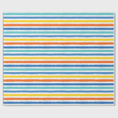 Bright Beachy Strip Muster Geschenkpapier (Flach)