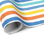 Bright Beachy Strip Muster Geschenkpapier (Rolleneckpunkt)
