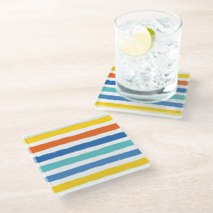 Bright Beachy Strip Muster Glasuntersetzer