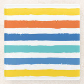 Bright Beachy Strip Muster Glasuntersetzer (Vorderseite)