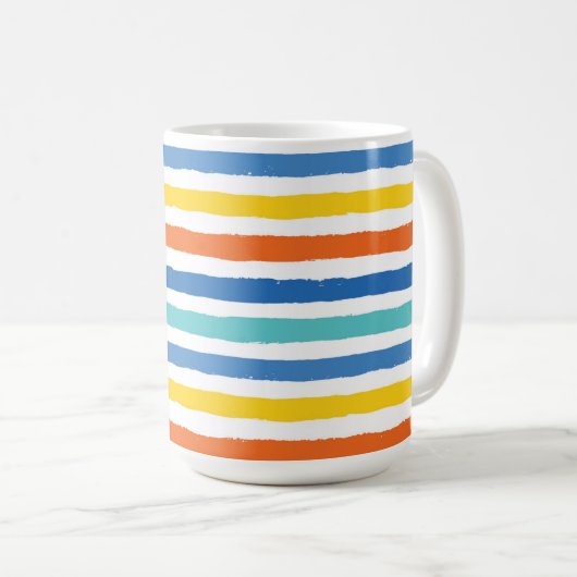Bright Beachy Strip Muster Kaffeetasse (VorderseiteRechts)