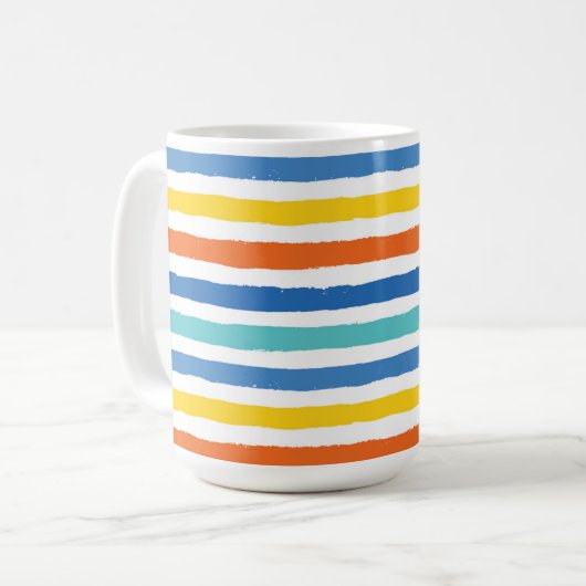 Bright Beachy Strip Muster Kaffeetasse (Vorderseite Links)