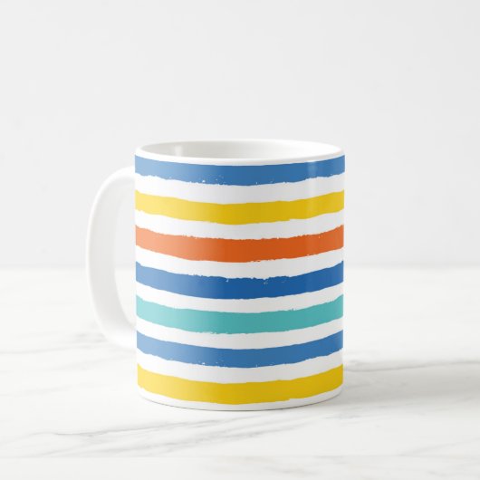 Bright Beachy Strip Muster Kaffeetasse (Vorderseite Links)
