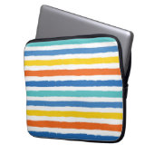 Bright Beachy Strip Muster Laptopschutzhülle (Vorderseite Links)