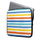 Bright Beachy Strip Muster Laptopschutzhülle (Vorderseite Links)