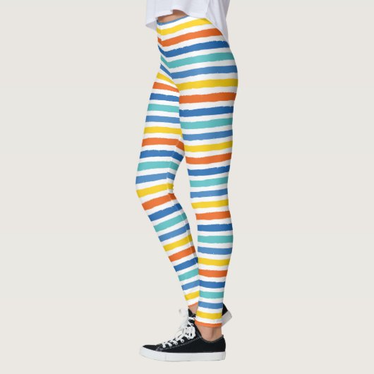 Bright Beachy Strip Muster Leggings (Links)