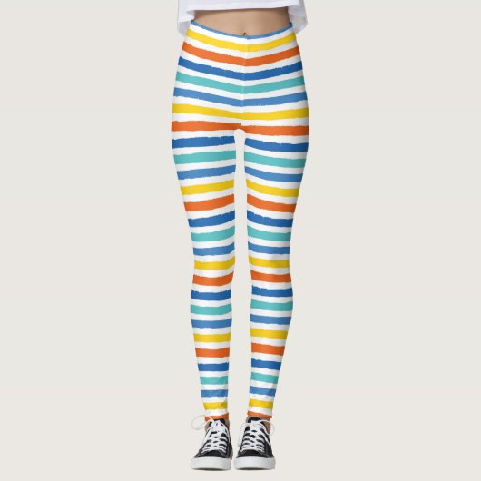 Bright Beachy Strip Muster Leggings (Vorderseite)