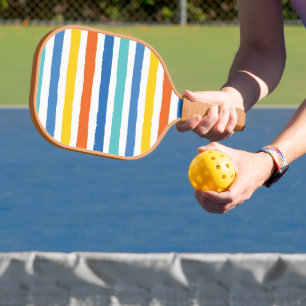 Bright Beachy Strip Muster Pickleball Schläger