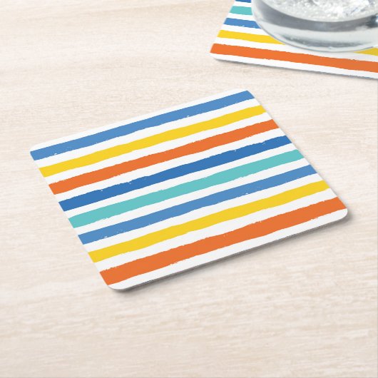 Bright Beachy Strip Muster Rechteckiger Pappuntersetzer (angewinkelt)