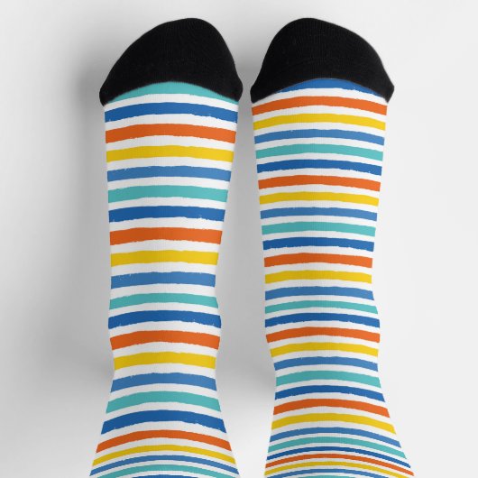 Bright Beachy Strip Muster Socken (Oben)