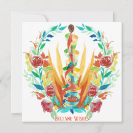 Bright Beltane Maypole Summer Floral Fire Karte