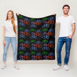 Bright Bicycles-Muster auf schwarzen Fleecedecke