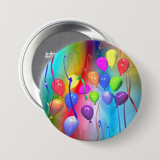 Bright Birthday Balloons Button (Vorne & Hinten)