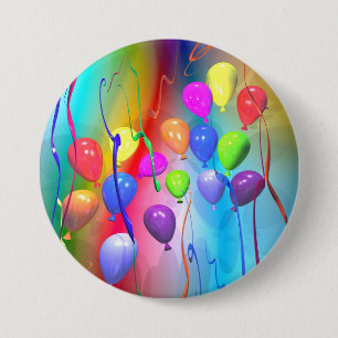 Bright Birthday Balloons Button