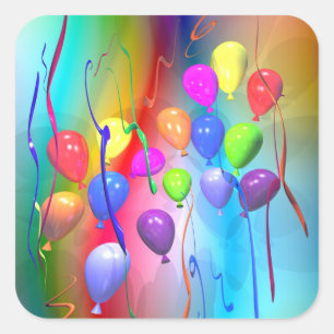 Bright Birthday Balloons Quadratischer Aufkleber