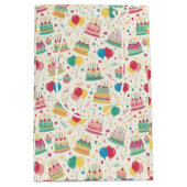 Bright Birthday Cakes and Balloons Wrapping Paper Mittlere Geschenktüte (Vorderseite)