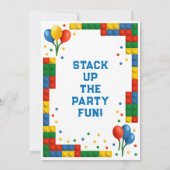 Bright Block Birthday Party Einladung (Rückseite)
