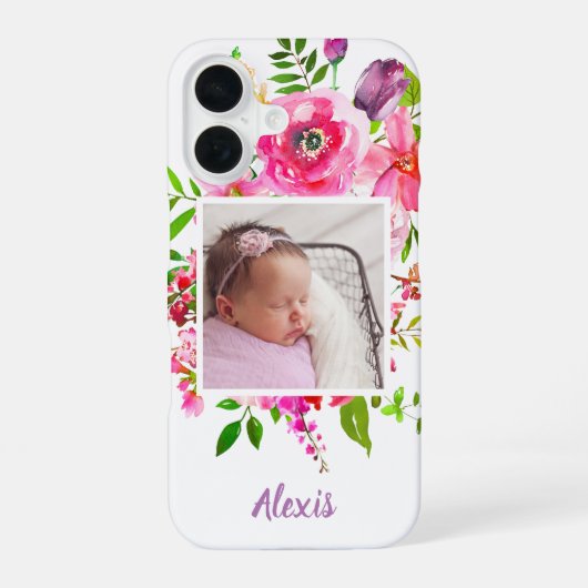 Bright Blogs Custom Foto Monogram iPhone 16 Hülle (Rückseite)