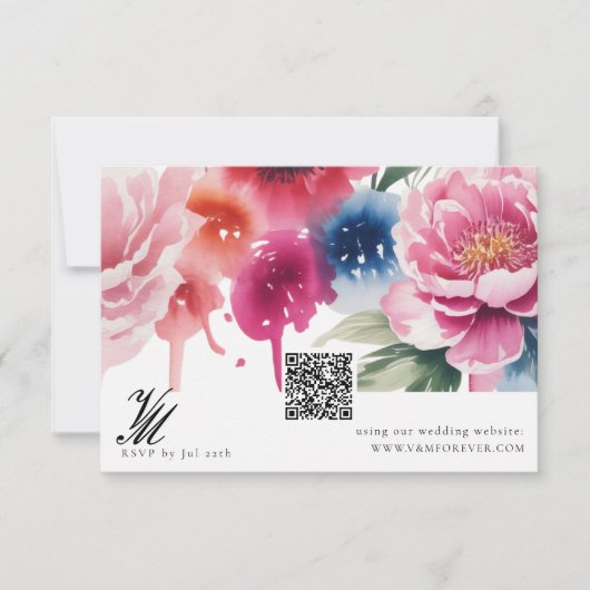 Bright Bloom Blossom Hochzeitsskala QR Code RSVP K (Vorderseite)