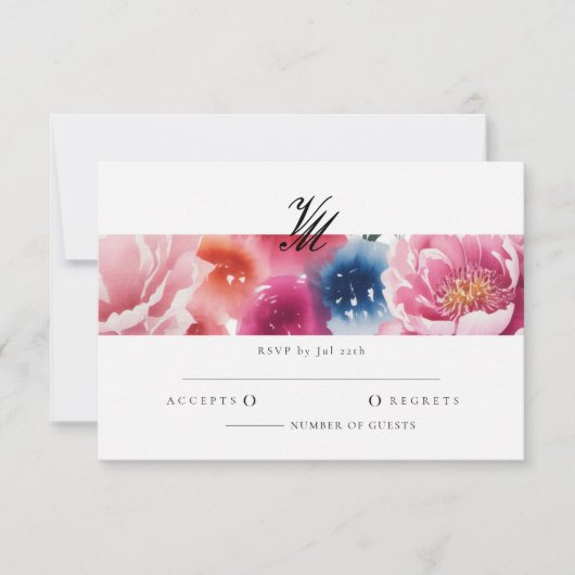 Bright Bloom Blossom Wedding RSVP Karten (Vorderseite)