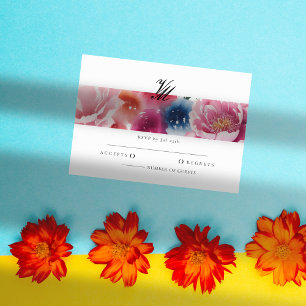 Bright Bloom Blossom Wedding RSVP Karten
