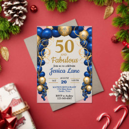 Bright Blue and Flat Gold Birthday Party Acryleinladungen