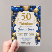 Bright Blue and Flat Gold Birthday Party Acryleinladungen (Insitu (Handheld))