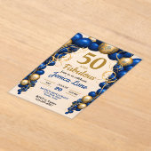 Bright Blue and Flat Gold Birthday Party Acryleinladungen (Ablage )