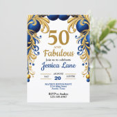 Bright Blue and Flat Gold Birthday Party Einladung (Stehend Vorderseite)