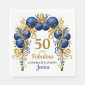 Bright Blue and Flat Gold Birthday Party Serviette (Vorderseite)