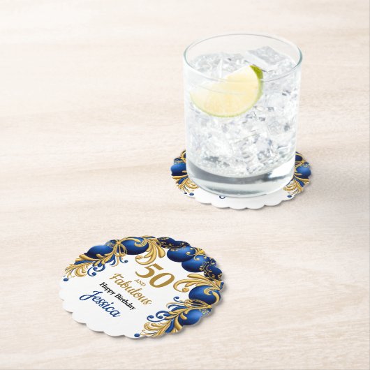 Bright Blue and Flat Gold Birthday Party Untersetzer (Vor Ort)