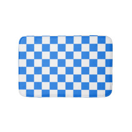 Bright Blue and White Checkers Badematte