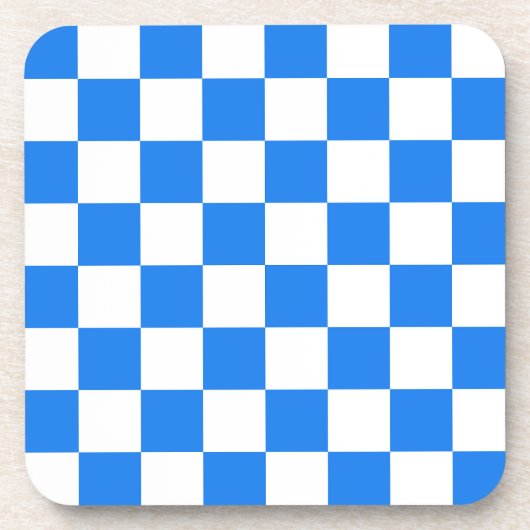Bright Blue and White Checkers Getränkeuntersetzer (Vorderseite)