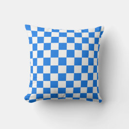 Bright Blue and White Checkers Kissen
