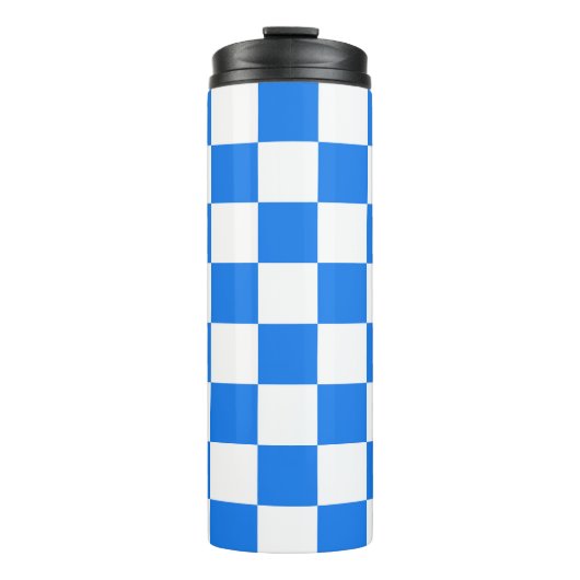 Bright Blue and White Checkers Thermosbecher (Vorderseite)