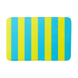 Bright Blue and Yellow Stripes  Badematte