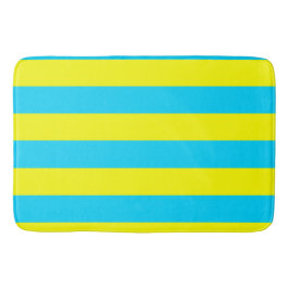 Bright Blue and Yellow Stripes  Badematte