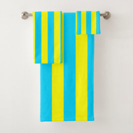 Bright Blue and Yellow Stripes  Badhandtuch Set