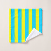 Bright Blue and Yellow Stripes Badhandtuch Set (Waschlappen)
