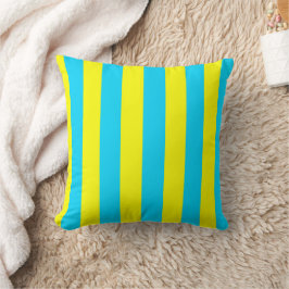 Bright Blue and Yellow Stripes  Kissen