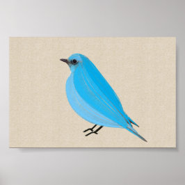 Bright Blue Bird Tanager auf Linen Leinwand Poster